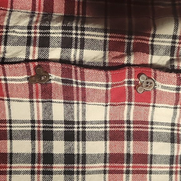 Disney Mickey Mouse Plaid Flannel Pajamas Top, Size XS - Picture 2 of 5
